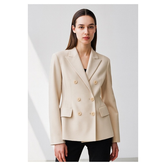 AKRIS Genaro blazer jacket beige tan wool size 10 clay office business NWT New - Picture 2 of 16